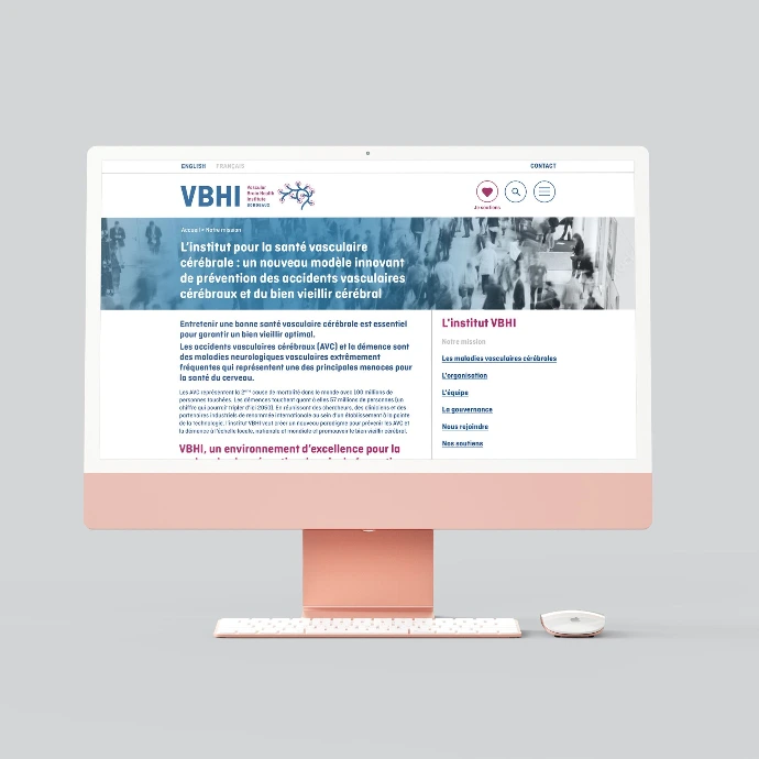 Page intérieure du site web VBHI
