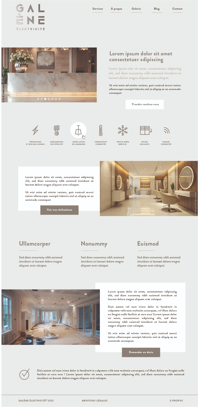 Site web pour Galène électricité, Studio Bel-Camille