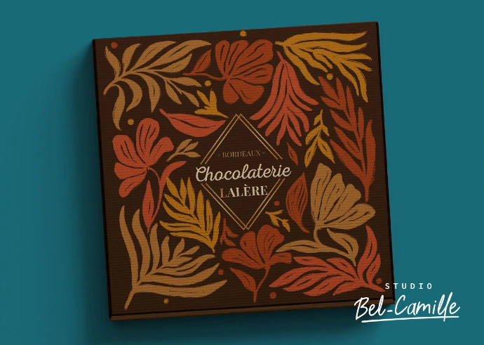Packaging pour chocolat, réalisé par le studio Bel-Camille à Bordeaux