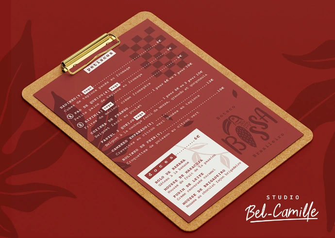 Menu pour restaurant à bordeaux, réalisé par studio bel-camille