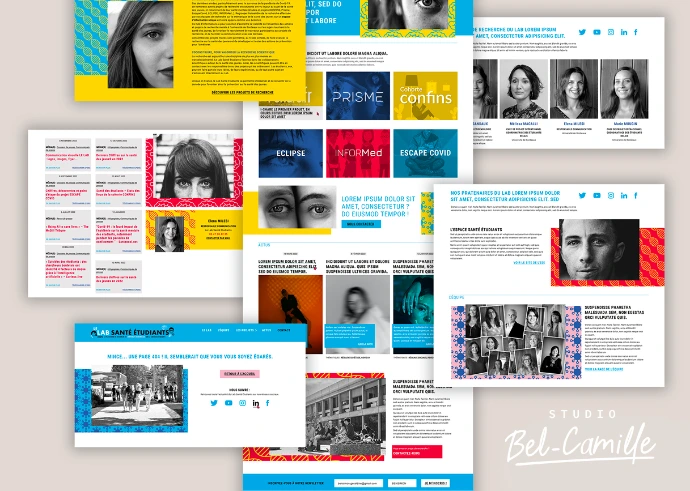 écrans d'un site web pour la santé des étudiants à Bordeaux